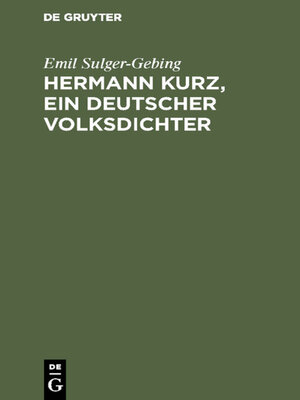 cover image of Hermann Kurz, ein deutscher Volksdichter